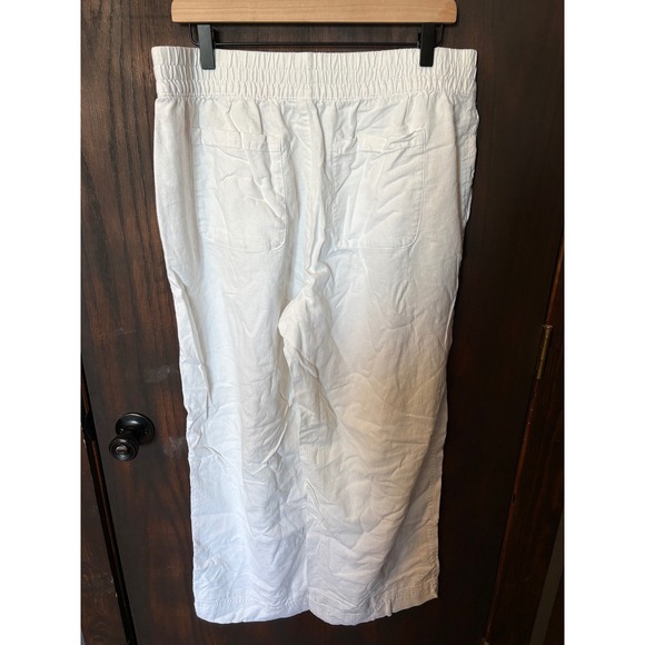 Old Navy White Linen Blend High Rise Wide Leg Pants Comfort Waistband Large - Picture 3 of 5